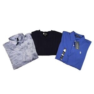 MIXED LOT OF 3 Men's M Adidas/Jos A Bank/US Polo Assn Polos/V-Neck Vest SEE DESC